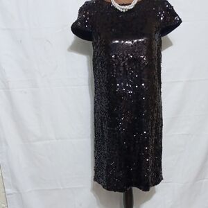 Banana Republic Black Sequin Mini Dress | Short Sleeve Party Cocktail | Size 4